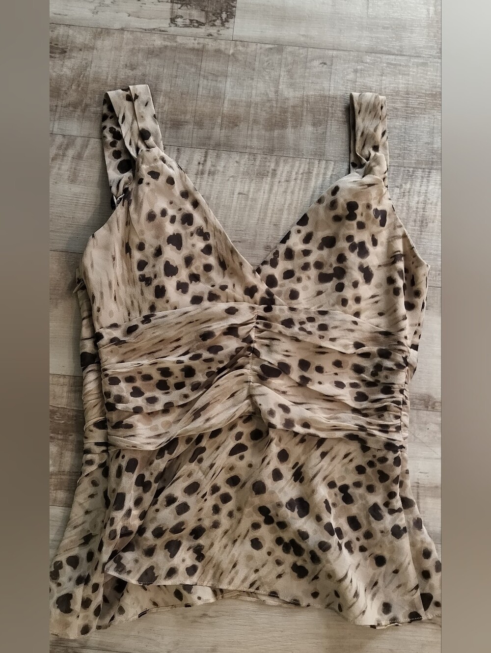 Banana Republic Beige Leopard-Print V-Neck Camisole